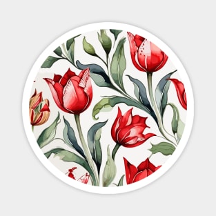 Red Green Turkish Tulips Ottoman Pattern Magnet